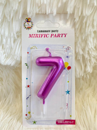 Lumanare tort cifra 7 roz metalic 6 cm [1]