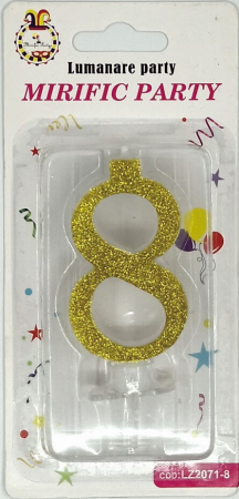 Majorat - Accesorii - Lumanare tort cifra 8 auriu 7 cm