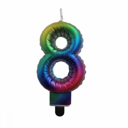Lumanari de tort - Lumanare tort cifra 8 curcubeu 7 cm
