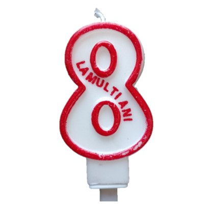 Majorat - Accesorii - Lumanare tort Cifra 8 rosu 7cm