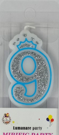 Aniversare - Accesorii - Lumanare tort cifra 9 coroana 6 cm