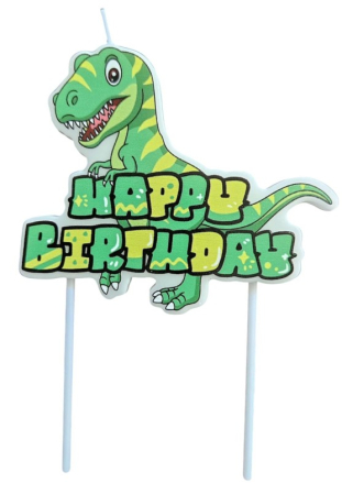 Articole pentru petrecere - Lumanare tort dinozaur Happy Birthday