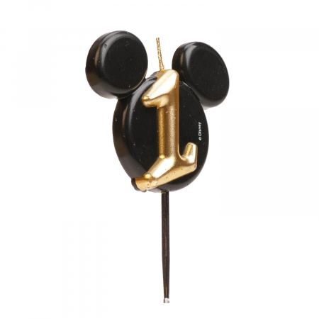 Lumanare tort Mickey cifra 1 negru si auriu 5.5 cm [1]