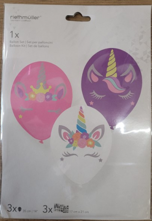 Kit 3 baloane latex Unicorn cu stikere, 35 cm [2]