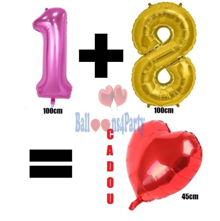 Promotii - Pachet 2 numere 100 cm(auriu, argintiu, albastru, roz) ==> 1 inima 45cm cadou