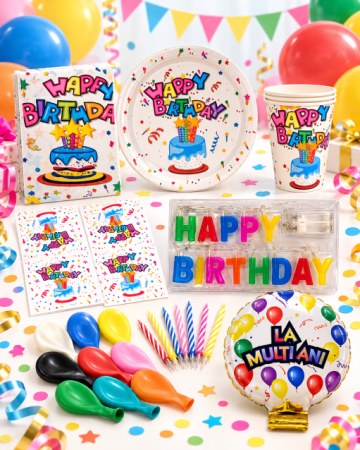 Pachete complete petrecere - Pachet articole masa tematica Happy Birthday 8 buc