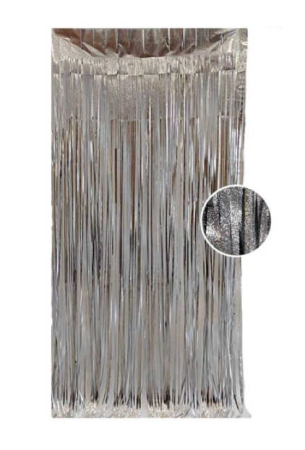 Accesorii pentru petrecere - Perdea beteala argintie 1 x 2 m