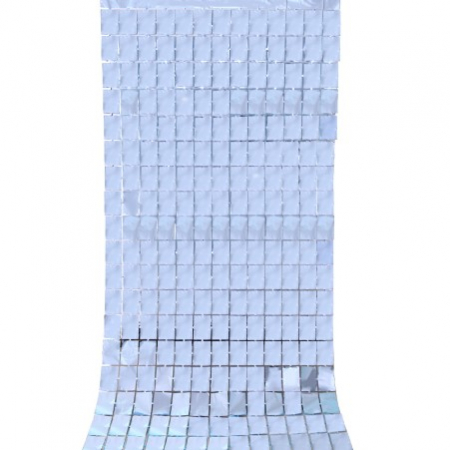 Majorat - Accesorii - Perdea beteala patratele argintiu 2 x 1 m