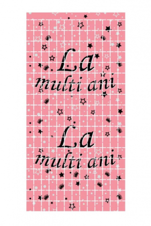 Majorat - Accesorii - Perdea roz, 2 m x 1 m, la multi ani