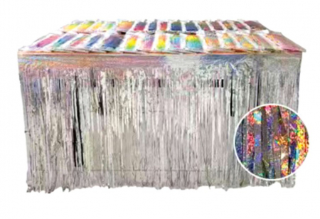 Ghirlande decorative - Perdea beteala scurta argintie holograma 75 x 275 cm