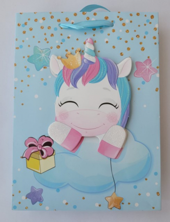 Punga cadou Unicorn albastra mica 24 * 18 cm [2]