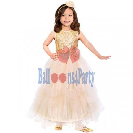 Accesorii pentru decorurile de petrecere - Costum carnaval fete Printesa cu galben, Belle, 5-6ani, Funny Party Shop