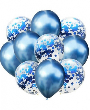 Set 10 baloane cu confetti albastru 30cm [0]