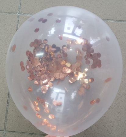 Set 10 baloane cu confetti roz, rose gold 30cm [1]