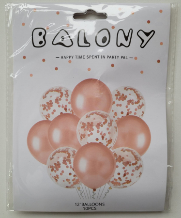 Set 10 baloane cu confetti roz, rose gold 30cm [6]