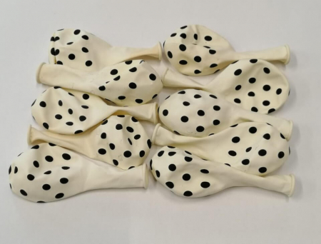 Set 10 Baloane latex alb cu buline negre 30cm [3]