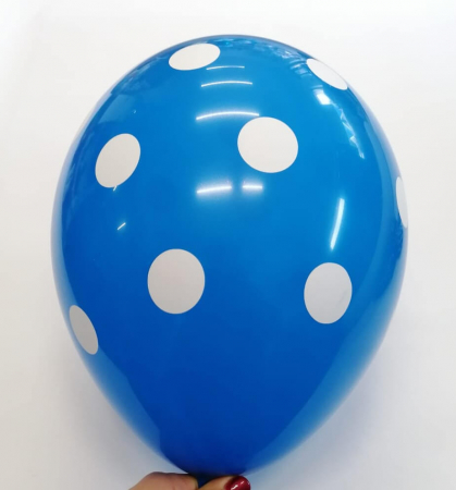 Set 10 baloane latex albastru cu buline albe 30cm [1]