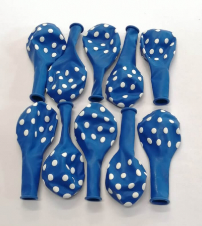 Set 10 baloane latex albastru cu buline albe 30cm [3]
