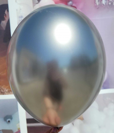 Set 10 baloane latex chrome antracit / argintiu 30 cm [4]