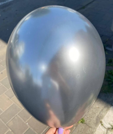 Set 10 baloane latex chrome argintiu / silver 30cm [2]