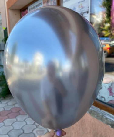 Set 10 baloane latex chrome argintiu / silver 30cm [1]