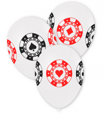 Baloane din latex sidefate & metalizate - Set 10 baloane latex Fise Poker 30 cm