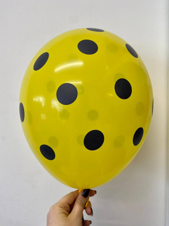 Set 10 baloane latex galben cu buline negre 30cm [4]
