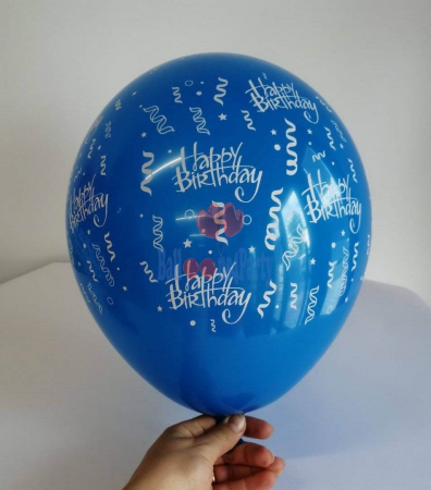 Set 10 baloane latex Happy Birthday imprimat global albastru 30cm [4]