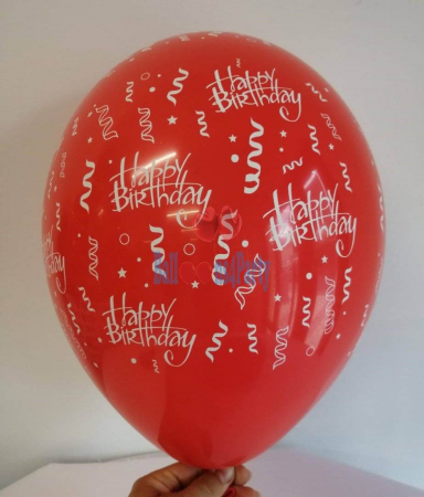 Set 10 baloane latex Happy Birthday imprimat global rosu 30cm [2]