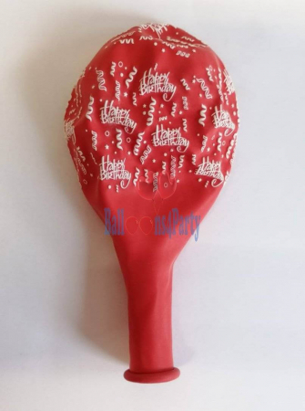 Set 10 baloane latex Happy Birthday imprimat global rosu 30cm [4]