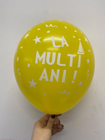 Set 10 baloane latex imprimat LA MULTI ANI galben 30cm [3]