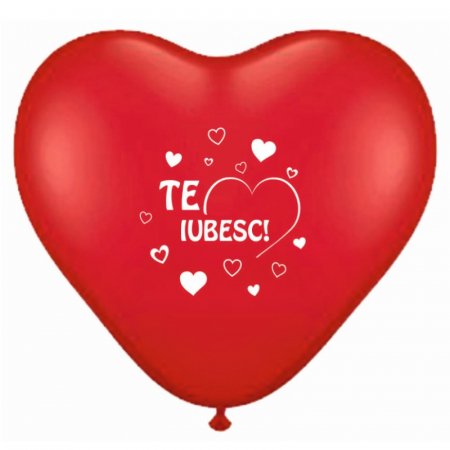Set 10 baloane latex inima rosie personalizat TE IUBESC 28 cm [0]