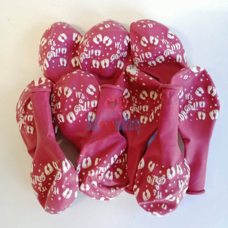 Set 10 baloane latex its a girl imprimat global roz 30cm [4]