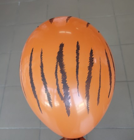 Set 10 baloane latex portocaliu imprimat tigru 30 cm [3]