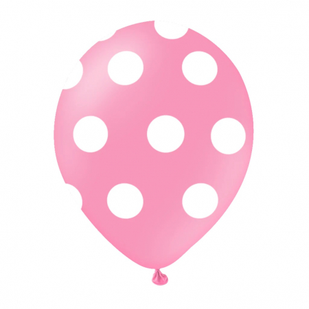 Set 10 baloane latex roz deschis cu buline albe 30 cm [0]