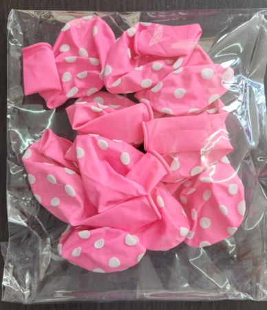 Set 10 baloane latex roz deschis cu buline albe 30 cm [4]