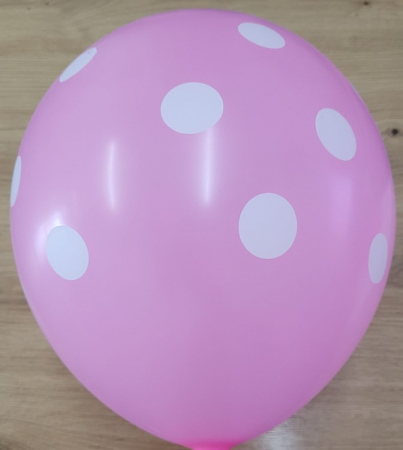 Set 10 baloane latex roz deschis cu buline albe 30 cm [2]