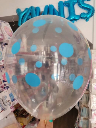 Set 10 baloane latex transparente cu buline albastru 30 cm [1]