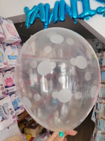 Set 10 baloane latex transparente cu buline argintiu 30 cm [1]