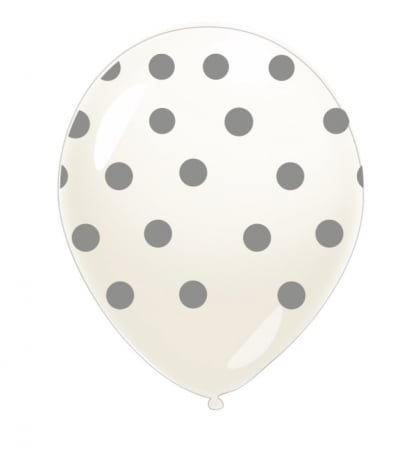 Promotii - Set 10 baloane latex transparente cu buline argintiu 30 cm