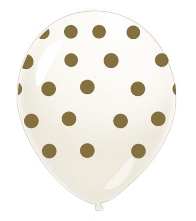 Promotii - Set 10 baloane latex transparente cu buline auriu 30 cm