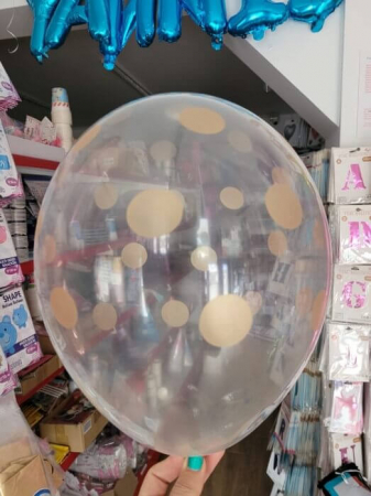 Set 10 baloane latex transparente cu buline auriu 30 cm [1]