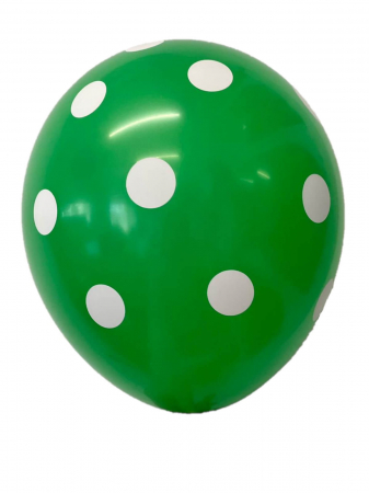 Set 10 baloane latex verde cu buline albe 30cm [1]