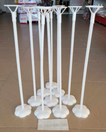 Set 10 bete albe cu suport pentru baloane folie 42 cm [4]