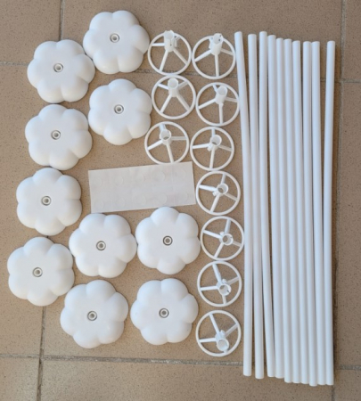 Set 10 bete albe cu suport pentru baloane folie 42 cm [5]