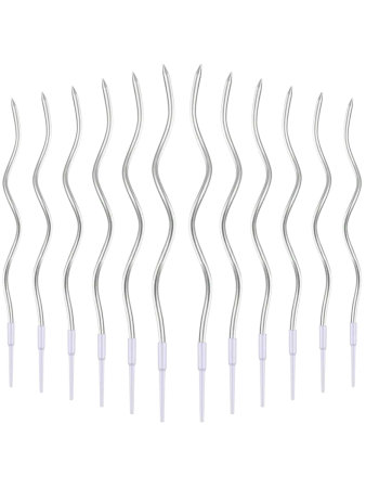Articole pentru petrecere - Set 10 lumanari spirala argintii 12 cm