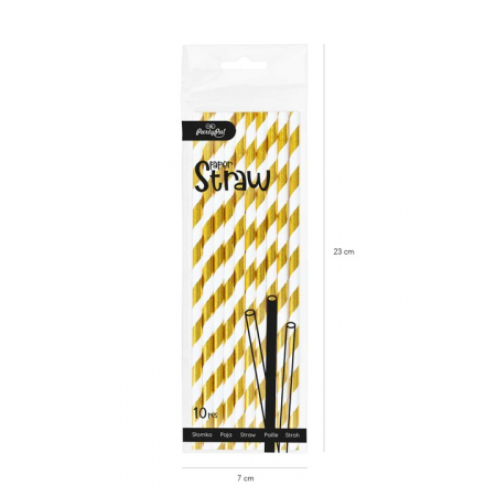 Set 10 paie carton dungi auriu cu alb 19.5 cm [3]