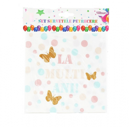 Set 10 servetele La multi ani fluturi 33 x 33 cm [1]