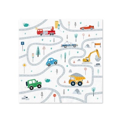Articole pentru petrecere - Set 10 servetele masini 33 cm
