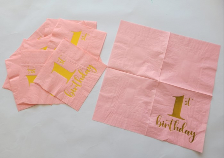 Set 10 servetele roz 1 an / prima aniversare 33 x 33 cm [1]